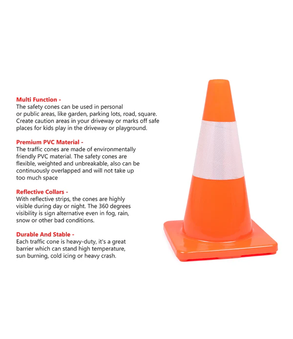 Soft PVC Road Safety Barricade Cone (Unbreakable)