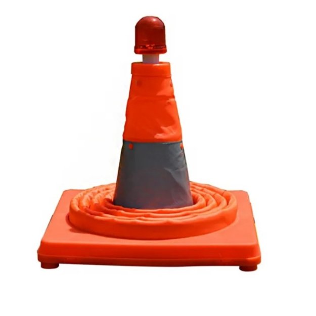 Folding Collapsible ABS Plastic Base Orange Grey Reflective Safety Traffic Cone