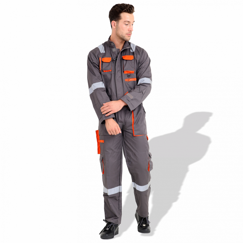 Prime Captain EUC280GY Fabric European Elegance Safety Coverall With Grey Reflective Cloth
